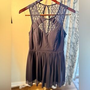 City Triangles Blue Junior’s Formal Prom Lace Mini Dress